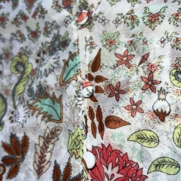 Matilda Jane Floral Ruffle Layered V-Neck Blouse With Sheer Sleeves Womens Small - Picture 9 of 14